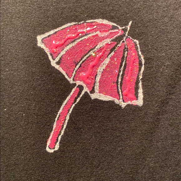 Black Tee dress with Pink Umbrella Design - Picture 3 of 10